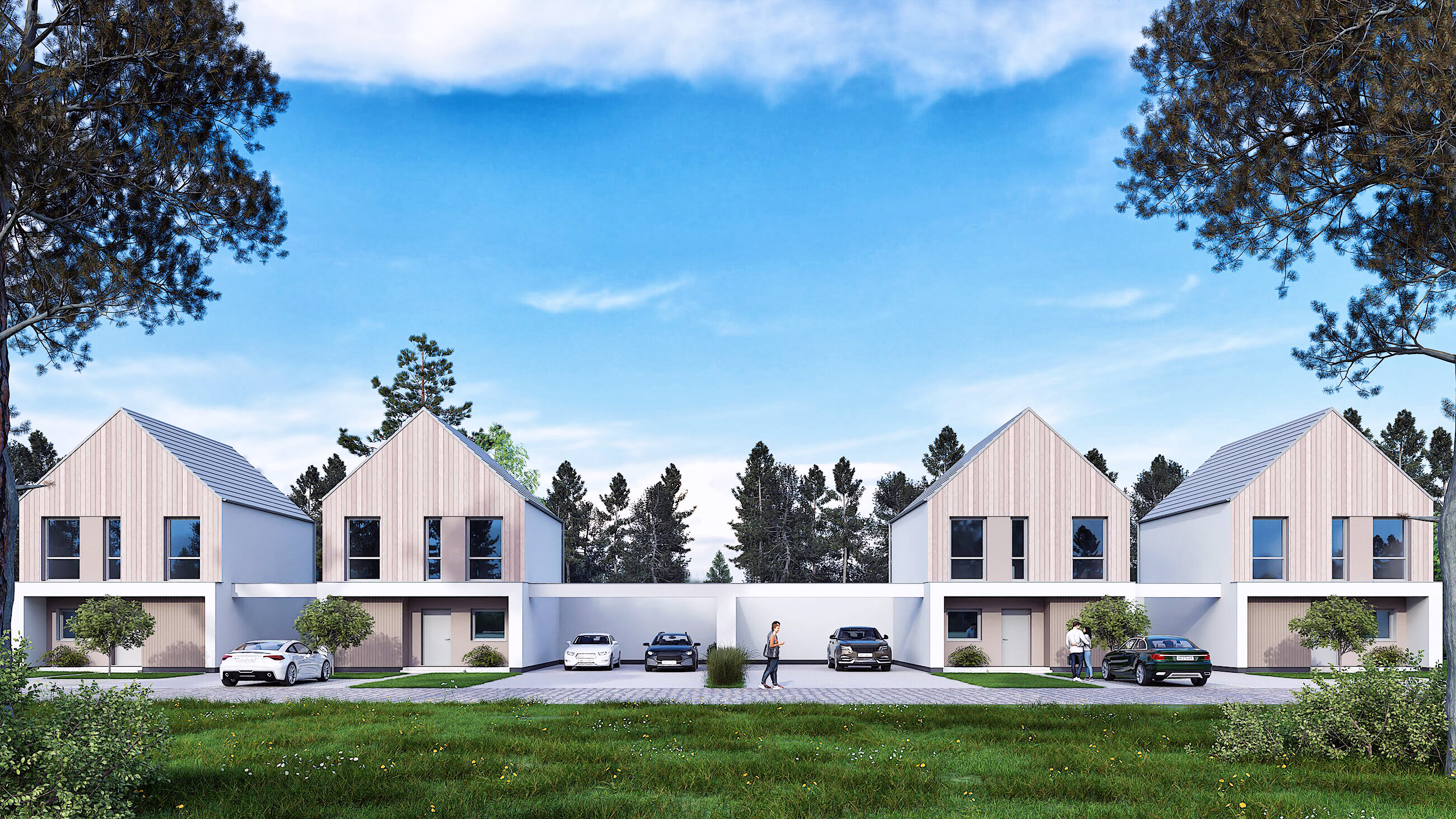 Osiedle Jabłonna – wizualizacja domu w zabudowie szeregowej persepektywa 1